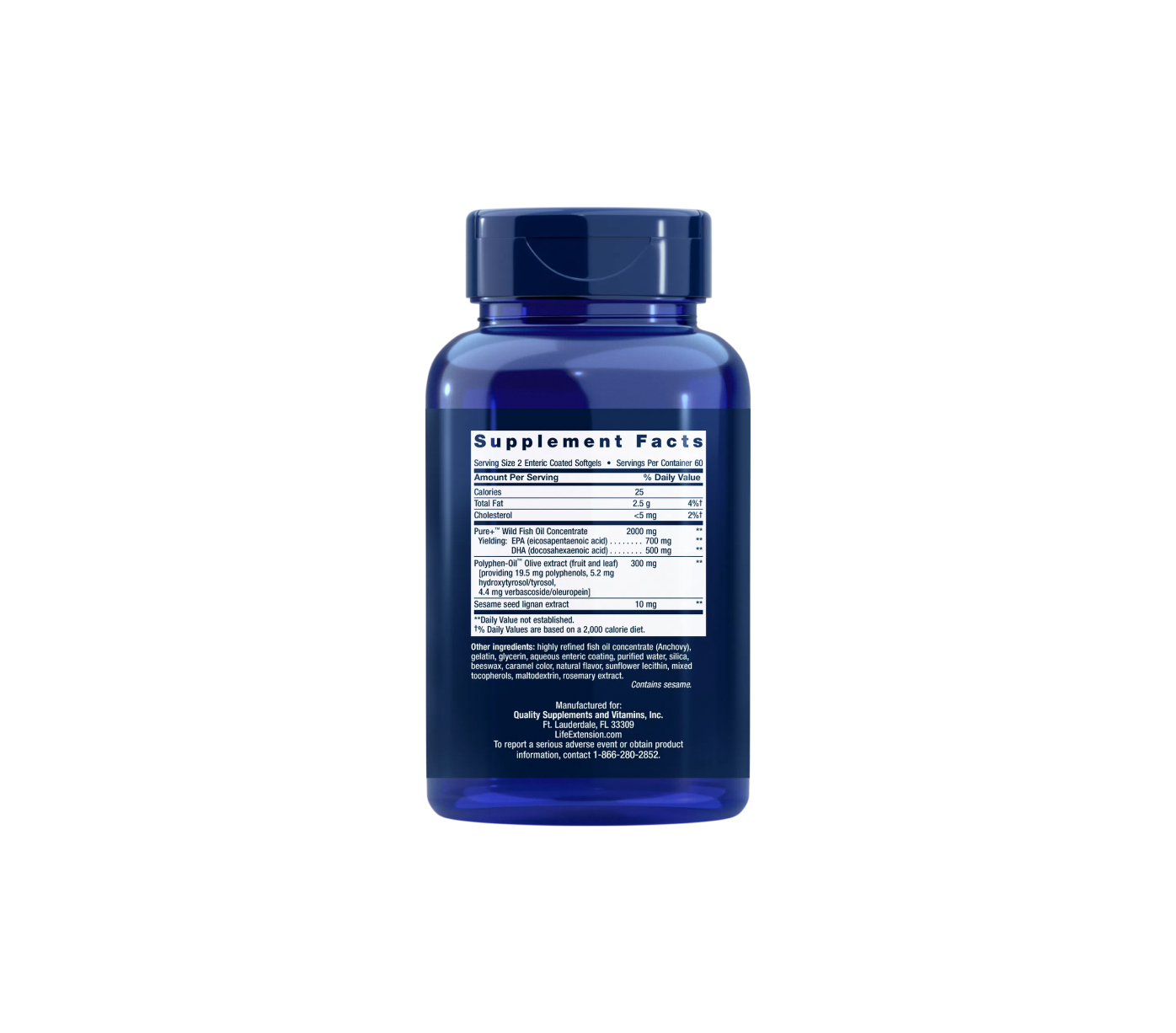 120 enteric coated softgels, Super Omega-3 EPA/DHA with Sesame Lignans & Olive Extract, heart, brain & much more, facts