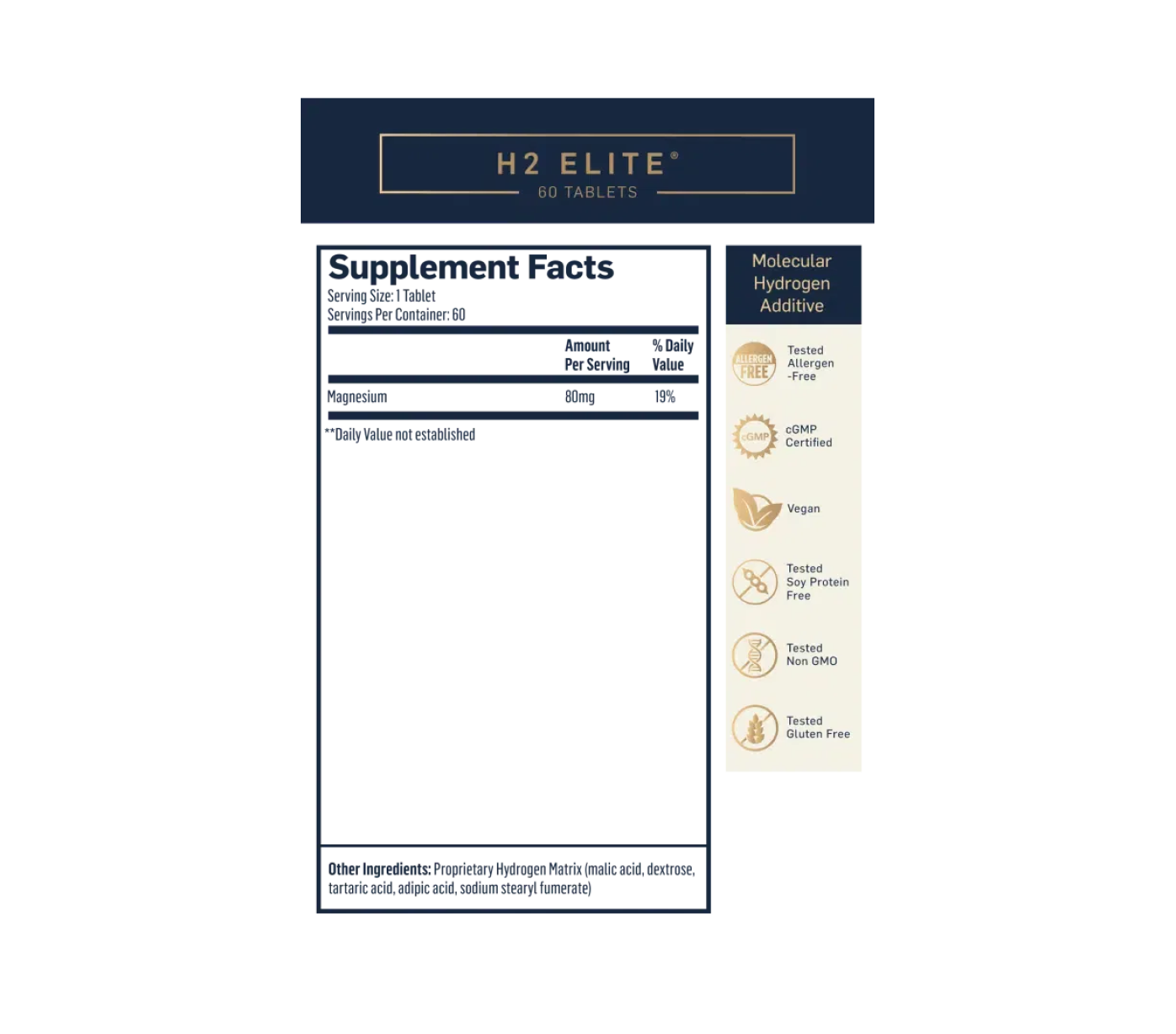 Life Extension H2 Elite, 60 tablets of hydrogen molecules for protection against free radicals, facts