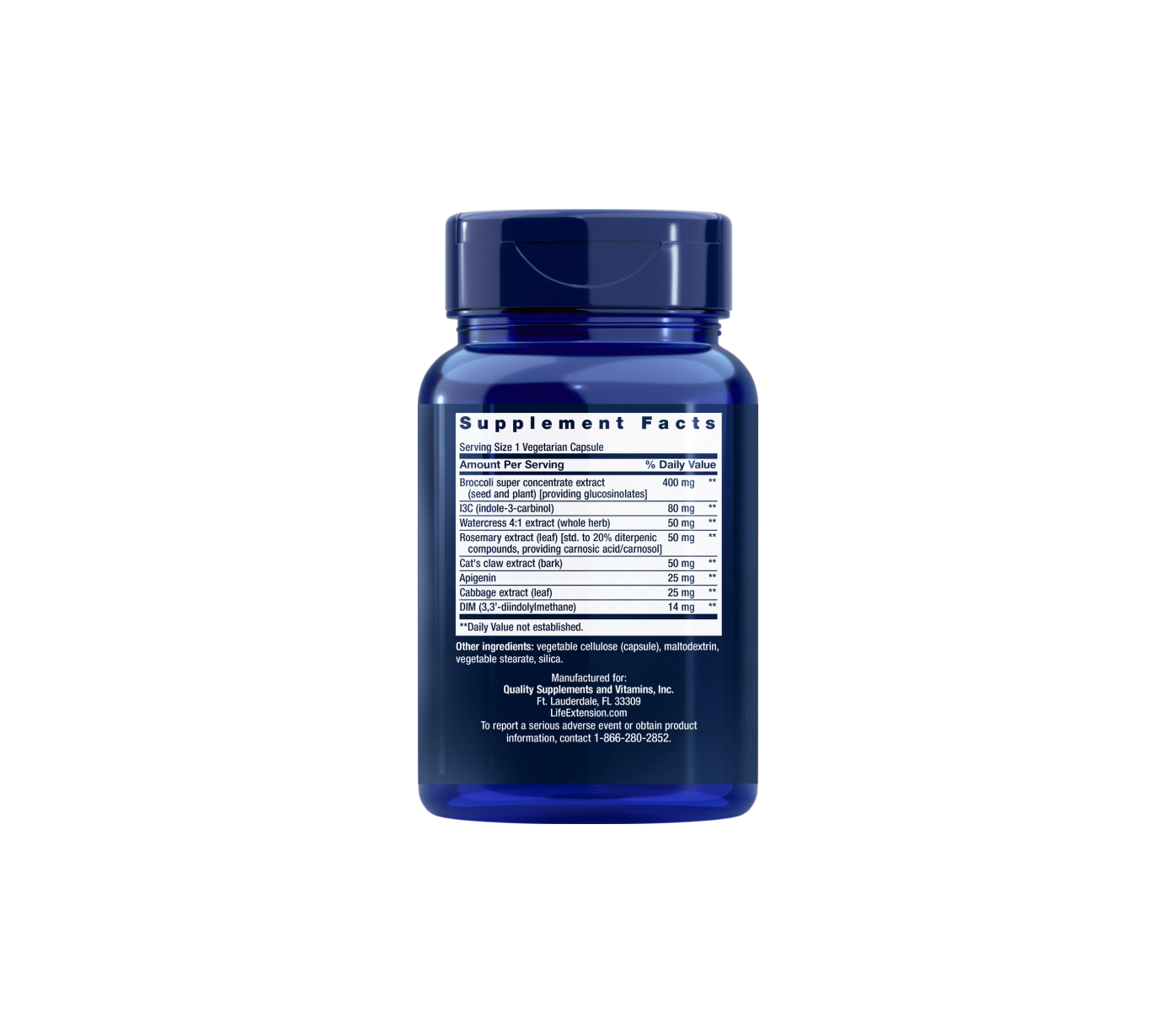 Life Extension Triple Action Cruciferous Vegetable Extrac, supplement facts